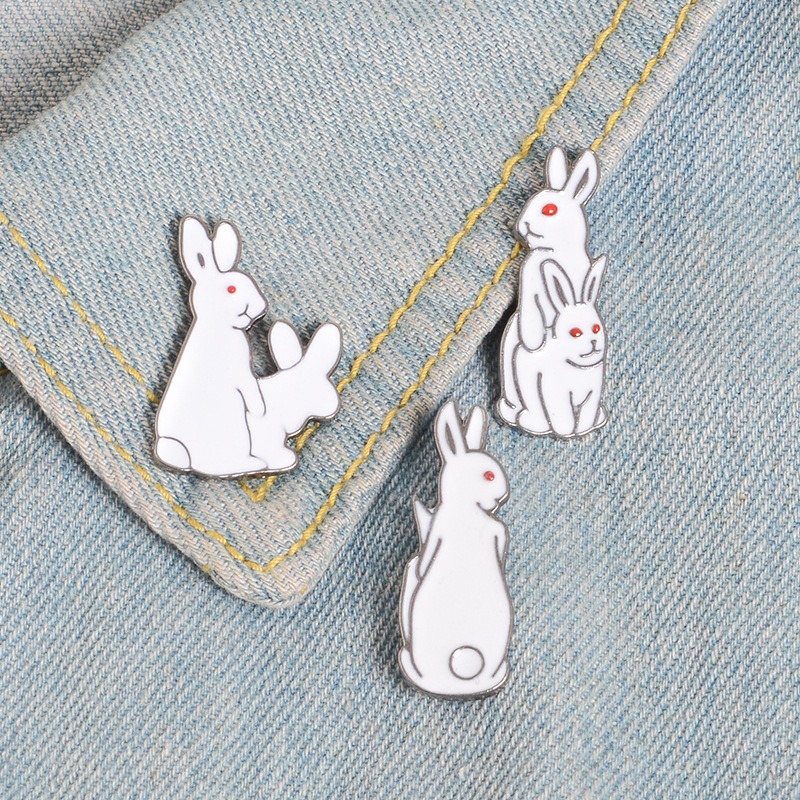 Embroidery Rabbit - Brooch Pins Cartoon Animals Bunny Lapel
