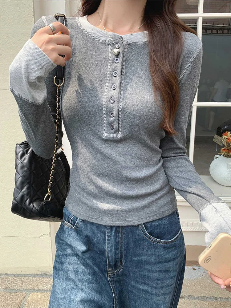 Embroidery Fashion - Y2K Patchwork T-Shirt 2025, Contrast Color