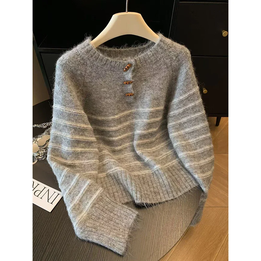 Embroidery Fashion - Autumn Winter Women's Striped Wool Cashmere