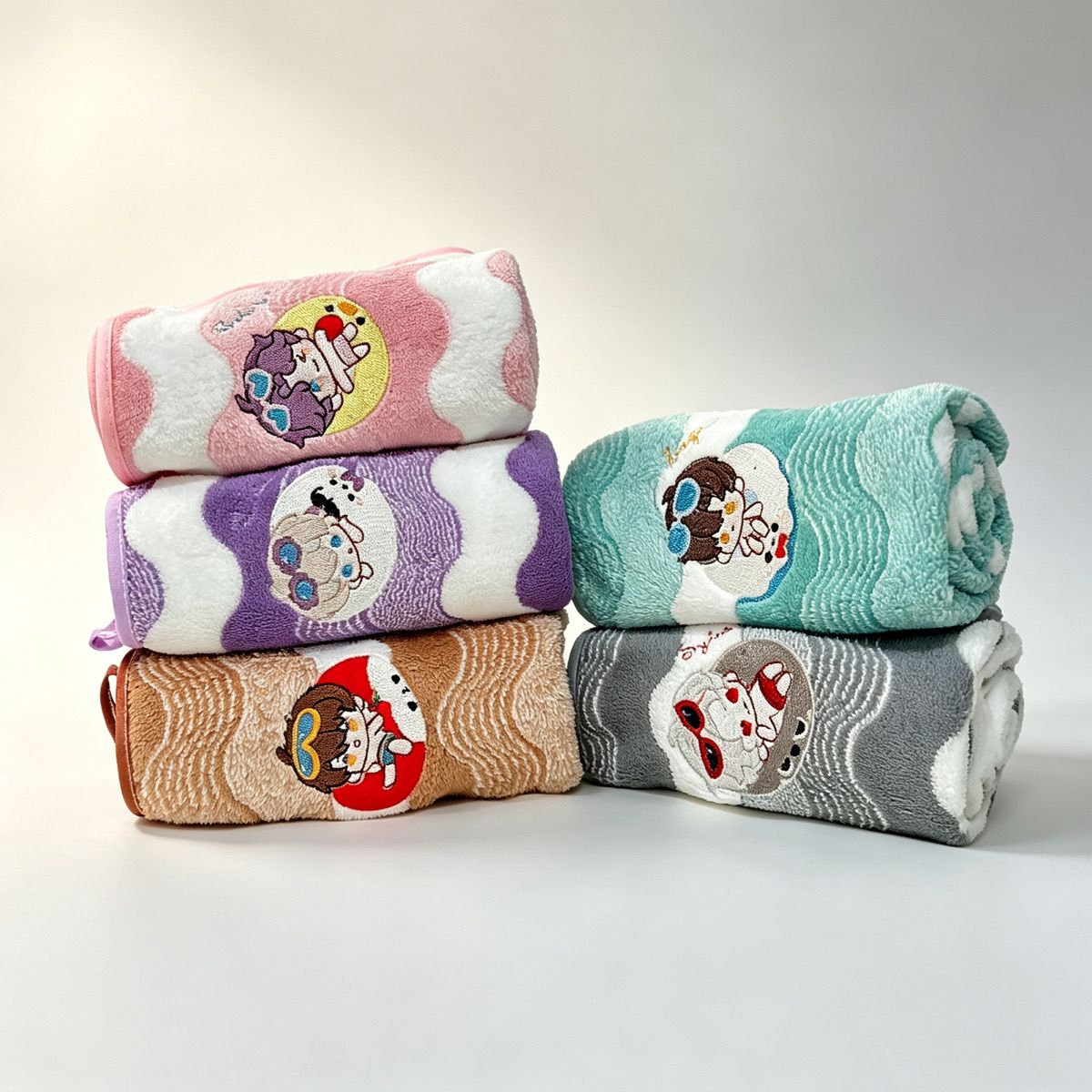Embroidery Towel - Anime Love and Deepspace Coral Fleece