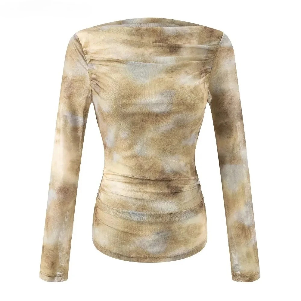 Embroidery Fashion - 2025 Sexy Tie-Dye Print Ruched Shoulder