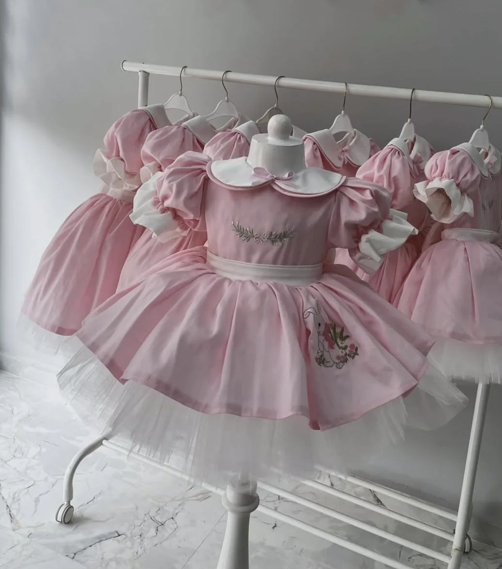 Embroidery Rabbit - 0-12Y Baby Girl Summer Rabbit Flower