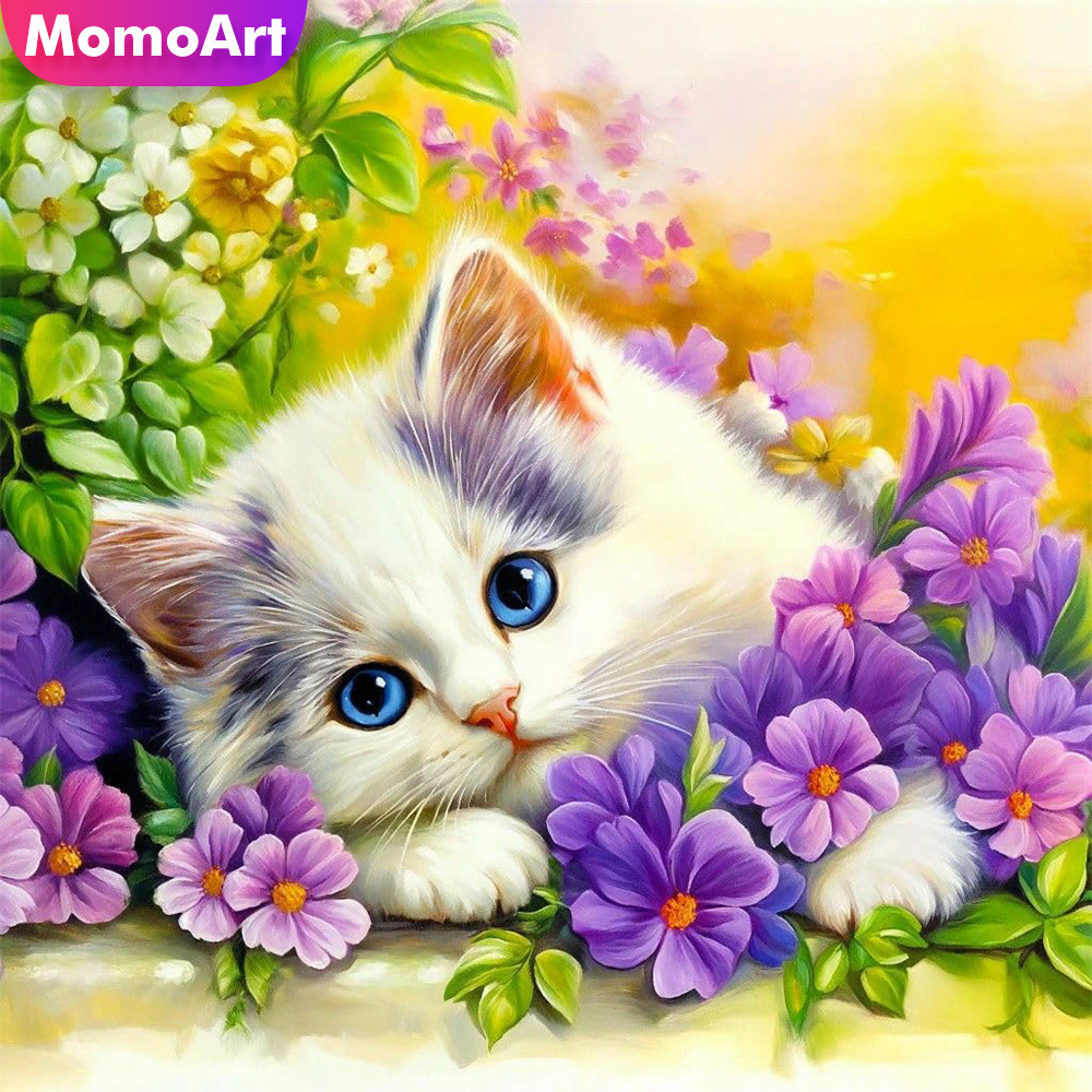 Embroidery Design Patterns Flowers - Momoart Counted Cross Stitch Cat Animal