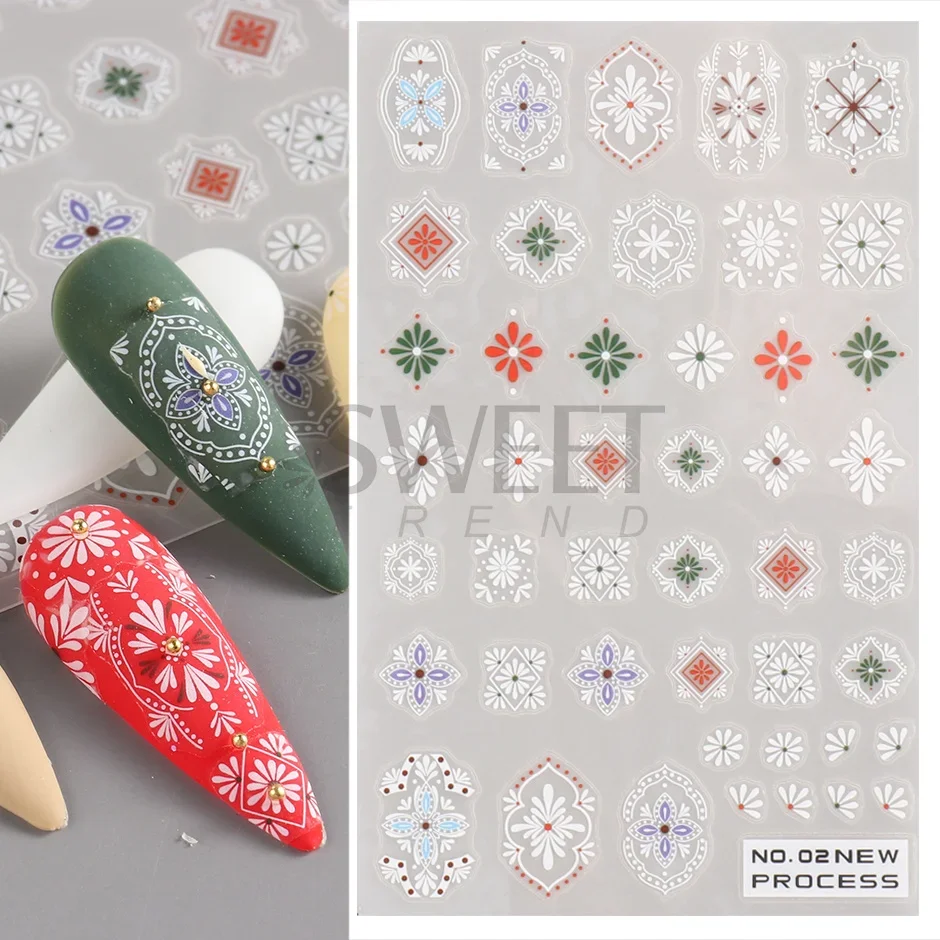 3D Bohemian Matte New Nail Sti - огляд і ціна Embroidery Design 3D