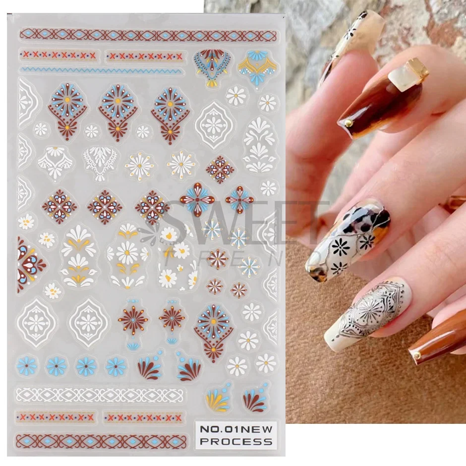 3D Bohemian Matte New Nail Sti - огляд і ціна Embroidery Design 3D