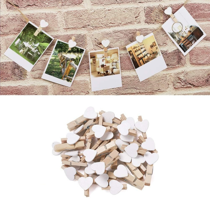 50pcs White Heart Clothespins  - огляд і ціна Embroidery House