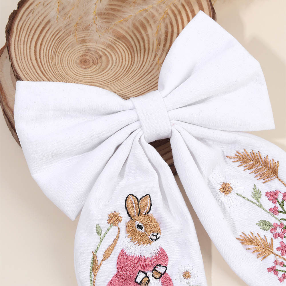 Rabbit Embroidery Bow Hair Cli - огляд і ціна Embroidery Rabbit