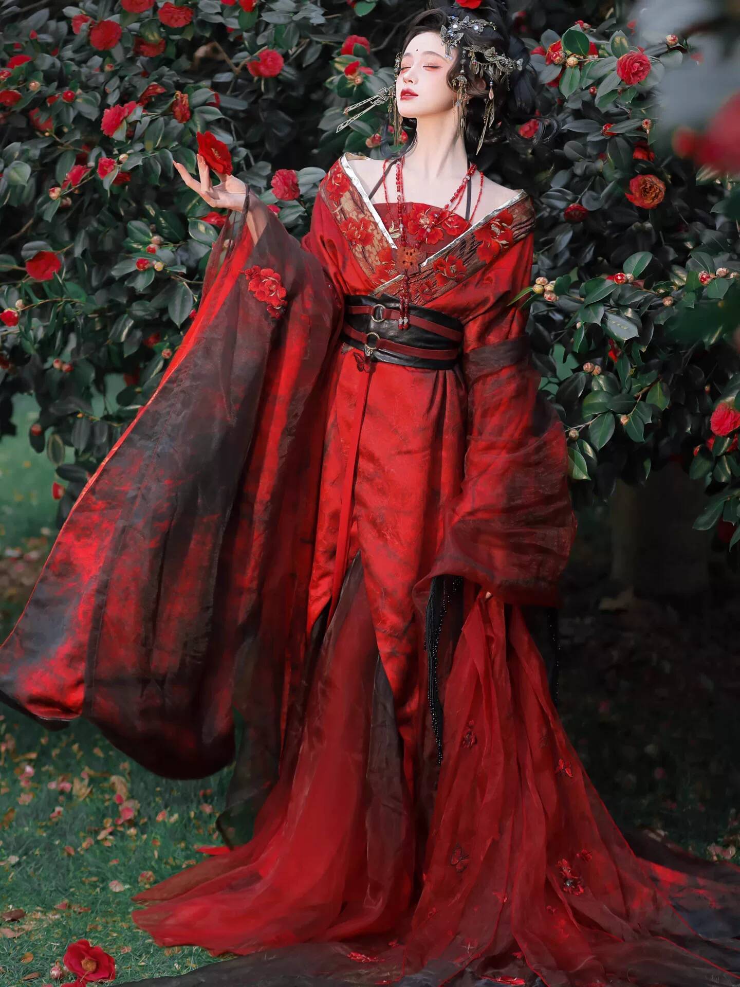 New Datura Red Hanfu Women Anc - огляд і ціна Embroidery Style