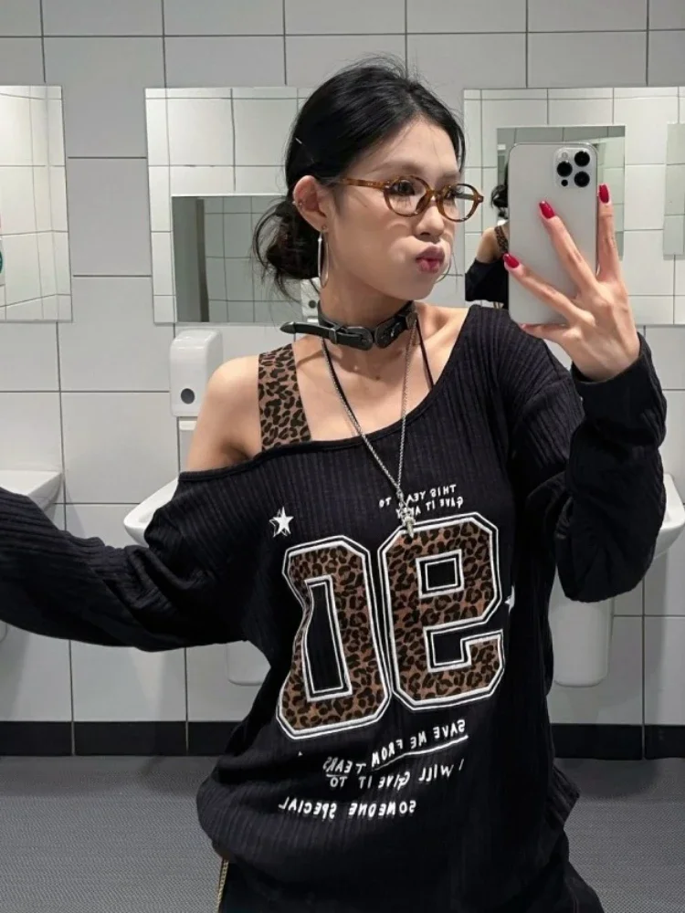 Y2K Patchwork Leopard Print T- - огляд і ціна Embroidery Fashion