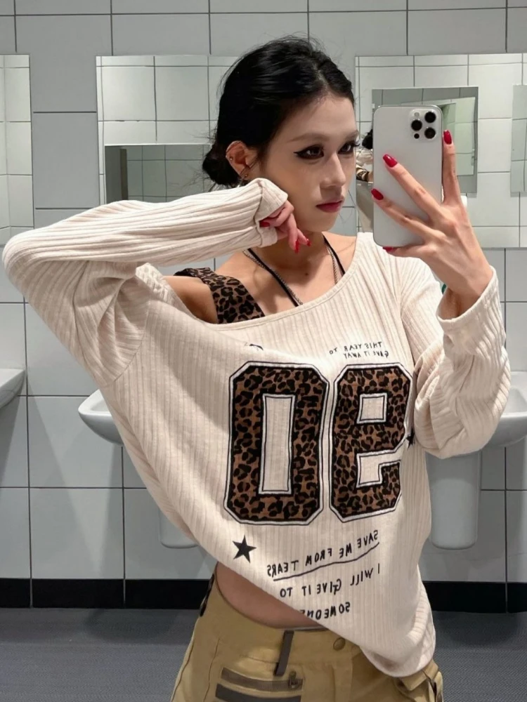 Y2K Patchwork Leopard Print T- - огляд і ціна Embroidery Fashion
