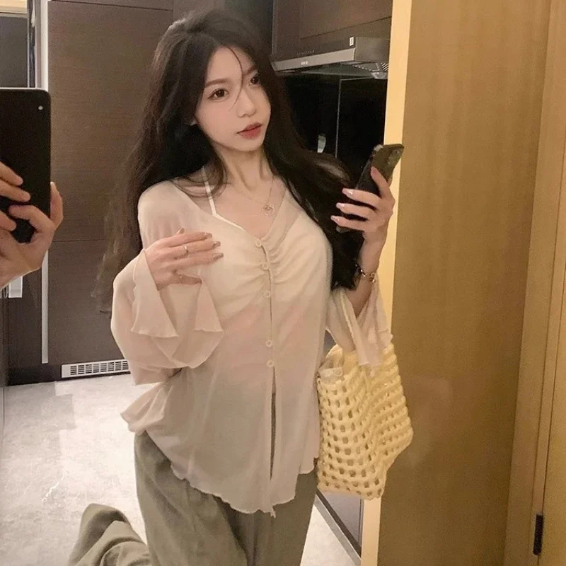 Sheer Flare Sleeve Blouse - Y2 - огляд і ціна Embroidery Fashion