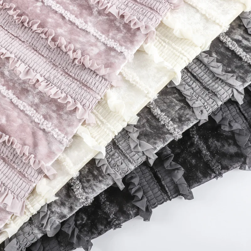 New velvet stretch fabric with - огляд і ціна Embroidery Design 3D