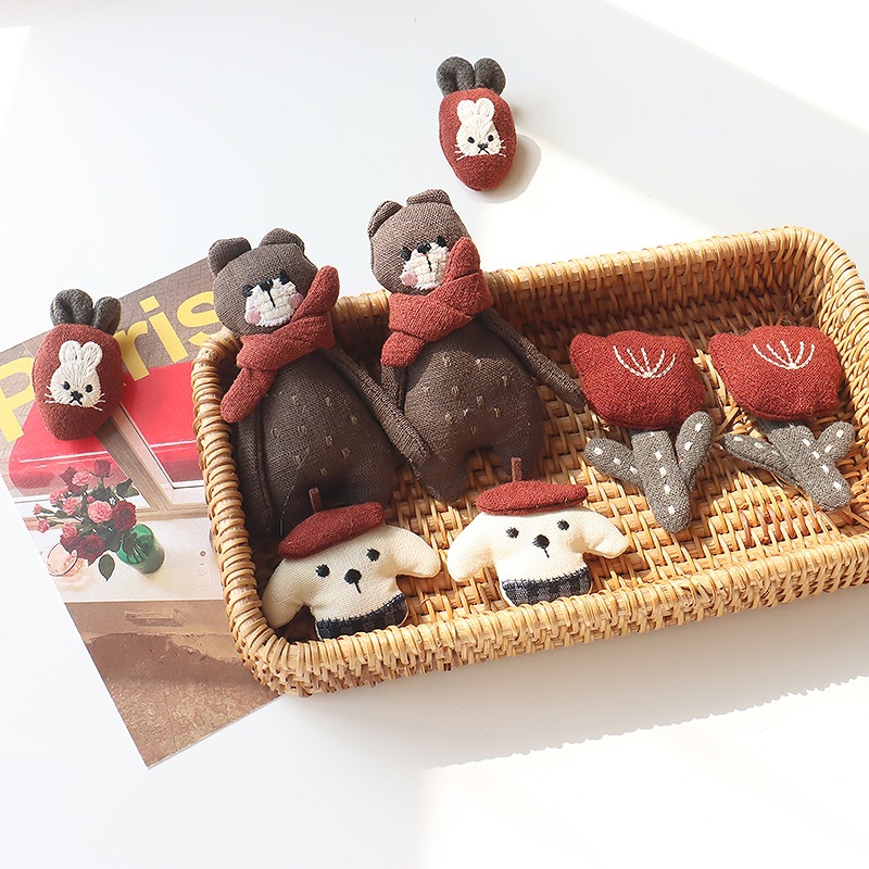Bunny Brooch Red Scarf Bear Tu - огляд і ціна Embroidery Rabbit