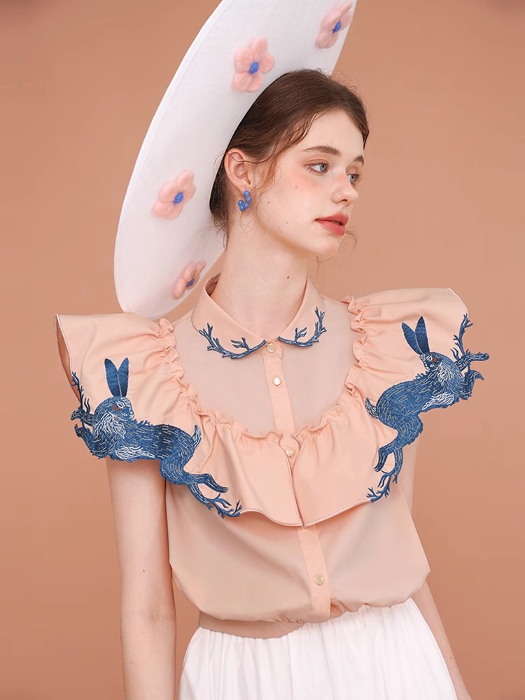 Rabbit Embroidered Shirt for W - огляд і ціна Embroidery Rabbit